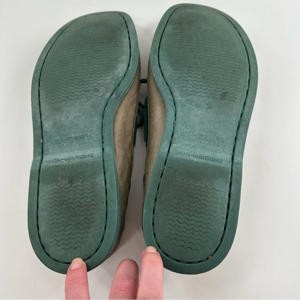 Sperry topsiders mens boat shoes size 9 gray teal leather preppy
